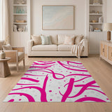 Hot Pink Swirl Dots Area Rug