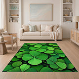 Floral Vintage Lucky Four-Leaf Clover Green Area Rug