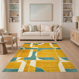 Blue Teal Geometric Area Rug