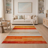 Geometric Modern Vibrant Orange Horizontal Stripe Area Rug
