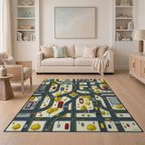Vibrant City Street Map Kids Cartoon Rug