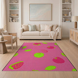 Playful Pink Strawberry Fruit Area Rug
