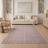 Blush Pink Geometric Grid Area Rug