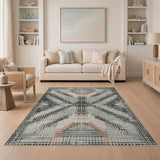 Grey Pixelated Geometric Grey Area Rug