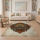 Vintage Orange Filigree Leaf Area Rug