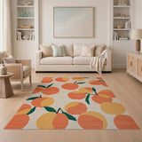 Orange Vibrant Peach Fruit Pattern Area Rug