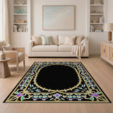 Ornate Gold Floral Border Persian Rug