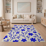 Blue Floral Blossom Area Rug