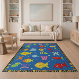 Playful Underwater ABC Fish Alphabet Kids Rug