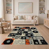 Black White Vinyl Record Music Area Rug