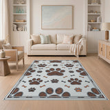 Paw Print and Bone Washable Area Rug