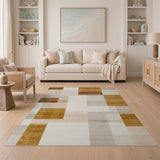 Brown Tan Geometric Block Brown and Tan Area Rug