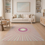 Pink Sunburst Mandala Area Rug