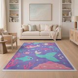 Purple Mermaid Fish Kids Area Rug
