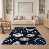 Navy Football and Wildlife Silhouette Area Rug