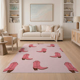 Pink Cowboy Boots Pattern Area Rug