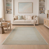 Beige Geometric Border Woven Area Rug