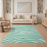Seafoam Green Wavy Lines Area Rug