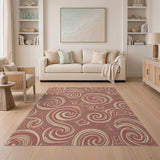 Red Swirl Abstract Red Area Rug