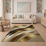 Gold Brushstroke Abstract Area Rug