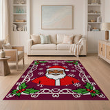 Festive Black Santa Christmas Area Rug