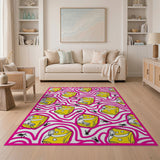 ODIKA Washable Abstract Pop Art Area Rug - Non-Slip Low Pile Cartoon Rug