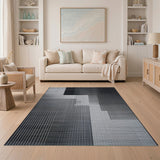 Black and White Modern Geometric Black White Area Rug