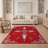 Bold Red Tribal Flame Burst Area Rug