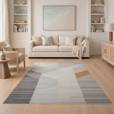 ODIKA Modern Geometric Washable Area Rug - Low Pile Non-Slip Living Room Carpet