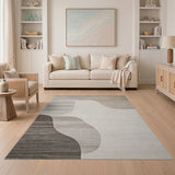 Modern Abstract Grey Beige Area Rug