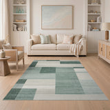 Geometric Modern Blue and Teal Teal Geometric Block Area Rug