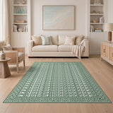 Intricate Green Heritage Tribal Area Rug