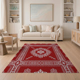 Red Snowflake Medallion Area Rug