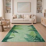 Green Lush Green Fern Border Area Rug