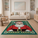Festive Cartoon Santa Claus Christmas Rug