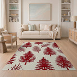 Red Pine Tree Fern Silhouette Area Rug
