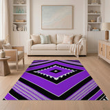 Bold Purple Geometric Diamond Area Rug