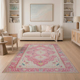 Blush Pink Persian Medallion Area Rug