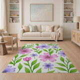 Pink Purple Cosmos Floral Pattern Area Rug