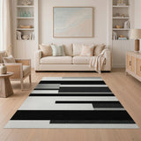 Modern Black White Geometric Black and White Area Rug