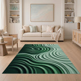 Green Abstract Area Emerald Wave Abstract Area Rug