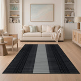 Black White Vertical Stripe Geometric Area Rug