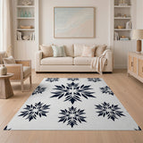 Snowflake Silhouette Area Rug Black White