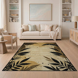 Beige Fern Silhouette Distressed Area Rug