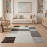 Brown Gray Geometric Block Area Rug