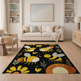 Cute Cartoon Bees Sunflowers Area Rug