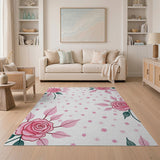 Vintage Pink Roses Floral Pink Area Rug