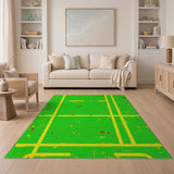 Green Geometric Circuit Board Area Rug