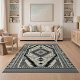 Black White Zigzag Diamond Southwestern Rug