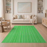 Green Geometric Modern Green Gingham Checkered Area Rug